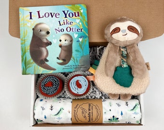 Baby Shower Book Gift Box, I Love You Like No Otter, Baby Otter Gift, Baby Gift Set, New Baby Girl Gift, Newborn Baby Boy Gift, New Mom Gift