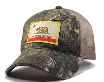 Homeland Tees California Flag Hat - Realtree Camo Trucker Men's Cap