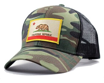 Homeland Tees California Flag Hat - Army Camo Trucker