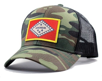 Homeland Tees Arkansas Flag Hat - Army Camo Trucker