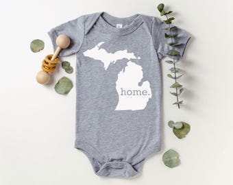 Homeland Tees Michigan Home State Onesie®, State Baby Bodysuit, Baby Shower Gift, New Baby Welcome Gift, Newborn Clothes Baby Boy Baby Girl