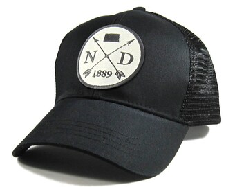 Homeland Tees North Dakota Arrow Hat - All Black Trucker