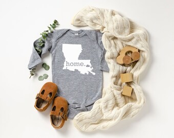 Homeland Tees Louisiana Home State Onesie® Long Sleeve Baby Bodysuit, New Baby Gift Baby Shower Gift, Baby Boy Baby Girl, Coming Home Outfit