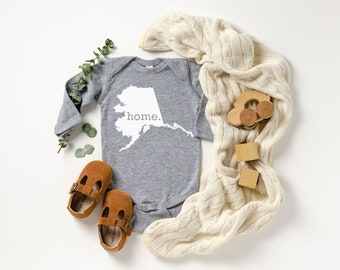 Homeland Tees Alaska Home State Onesie® Long Sleeve Baby Bodysuit, New Baby Gift Baby Shower Gift, Baby Boy Baby Girl, Coming Home Outfit