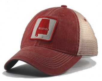 Homeland Tees Vintage Alabama Home Trucker Hat State Flag Embroidered Patch Dad Hat Men's Baseball Cap