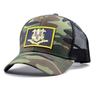 Homeland Tees Connecticut Flag Hat - Army Camo Trucker