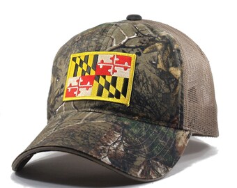 Homeland Tees Maryland Flag Hat - Realtree Camo Trucker