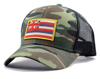 Homeland Tees Hawaii Flag Hat - Army Camo Trucker
