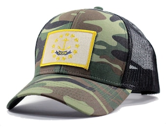 Homeland Tees Rhode Island Flag Hat - Army Camo Trucker