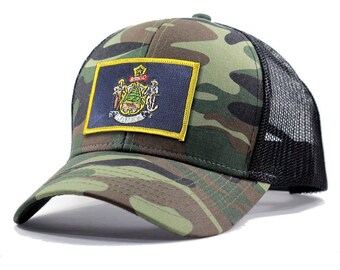 Homeland Tees Maine Flag Hat - Army Camo Trucker