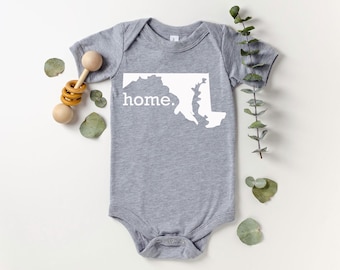 Homeland Tees Maryland Home State Onesie® Baby Bodysuit, New Baby Gift Baby Shower Gift, Baby Boy Baby Girl, Coming Home Outfit