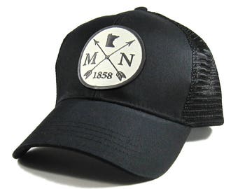 Homeland Tees Minnesota Arrow Hat - All Black Trucker