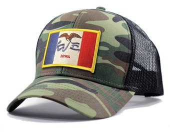 Homeland Tees Iowa Flag Hat - Army Camo Trucker