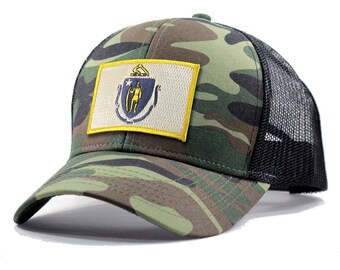 Homeland Tees Massachusetts Flag Hat - Army Trucker