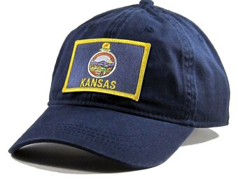 Homeland Tees Kansas Flag Hat State Flag Embroidered Patch Dad Hat Men's Baseball Cap