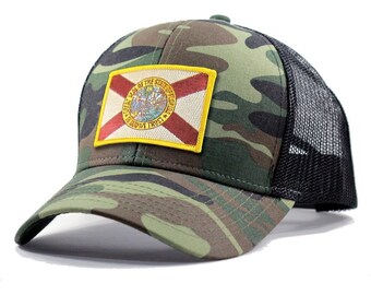 Homeland Tees Florida Flag Hat - Army Camo Trucker