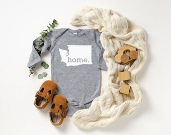 Homeland Tees Washington Home State Onesie® Long Sleeve Baby Bodysuit, New Baby Gift Baby Shower Gift, Baby Boy Baby Girl, Coming Home