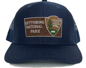 Gettysburg National Park Trucker Hat with Woven Embroidered National Park Sign Arrowhead Patch Souvenir Gift