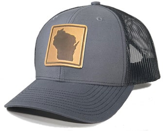 Homeland Tees Wisconsin Leather Patch Trucker Hat
