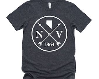 Homeland Tees Nevada Arrow T-Shirt - State Outline, Initials & Year Founded Unisex Shirt