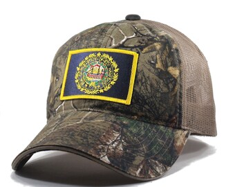 Homeland Tees New Hampshire Flag Hat -Realtree Camo Trucker Men's Cap