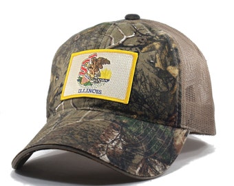 Homeland Tees Illinois Flag Hat - Realtree Camo Trucker Men's Cap