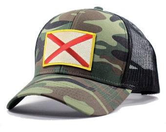 Homeland Tees Alabama Flag Hat - Army Camo Trucker