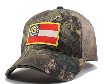 Homeland Tees Georgia Flag Hat - Realtree Camo Trucker