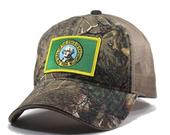 Homeland Tees Washington Flag Hat - Realtree Camo Trucker