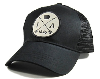 Homeland Tees Iowa Arrow Hat - All Black Trucker