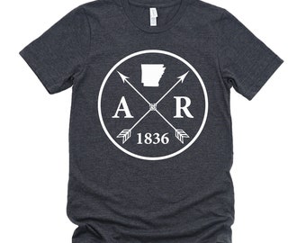 Homeland Tees Arkansas Arrow T-Shirt - State Outline, Initials & Year Founded Unisex Shirt