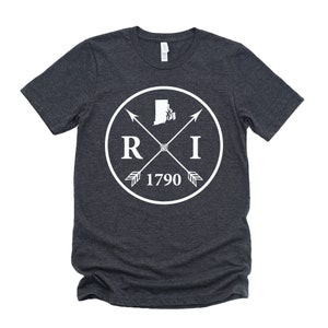 Homeland Tees Rhode Island Arrow T-Shirt - State Outline, Initials & Year Founded Unisex Shirt