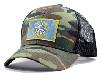 Homeland Tees South Dakota Flag Hat - Army Camo Trucker