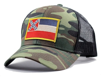 Homeland Tees Mississippi Flag Hat - Army Camo Trucker