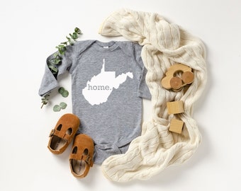 Homeland Tees West Virginia Home State Onesie® Long Sleeve Baby Bodysuit, New Baby Gift Baby Shower Gift, Baby Boy Baby Girl, Coming Home