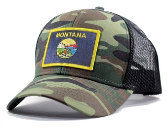 Homeland Tees Montana Flag Hat - Army Camo Trucker