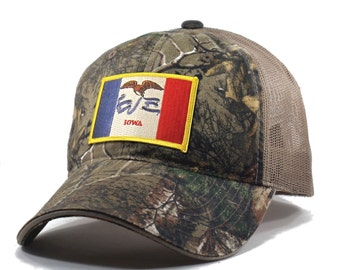 Homeland Tees Iowa Flag Hat - Realtree Camo Trucker Men's Cap