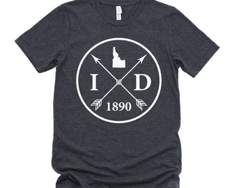 Homeland Tees Idaho Arrow T-Shirt - State Outline, Initials & Year Founded Unisex Shirt