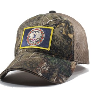 Casquette drapeau Virginie Homeland Tees - Casquette camionneur camouflage Realtree pour hommes
