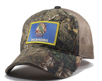 Homeland Tees Oklahoma Flag Hat - Realtree Camo Trucker