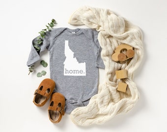 Homeland Tees Idaho Home State Onesie® Long Sleeve Baby Bodysuit, New Baby Gift Baby Shower Gift, Baby Boy Baby Girl, Coming Home Outfit