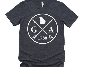 Homeland Tees Georgia Arrow T-Shirt - State Outline, Initials & Year Founded Unisex Shirt