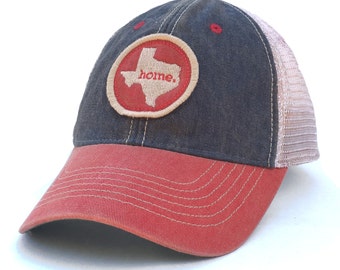 Homeland Tees Texas Home State Vintage Old Favorite Trucker Hat - Blue and Red
