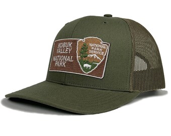Kobuk Valley National Park Trucker Hat with Woven Embroidered National Park Sign Arrowhead Patch Souvenir Gift