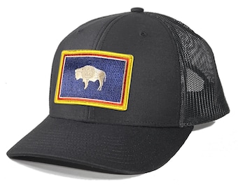Homeland Tees Wyoming Flag Patch Trucker Hat