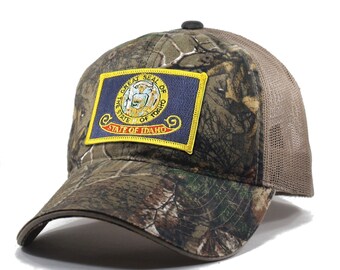 Homeland Tees Idaho Flag Hat - Realtree Camo Trucker