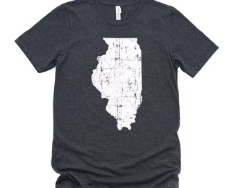Homeland Tees Illinois State Vintage Look Distressed Unisex T-shirt
