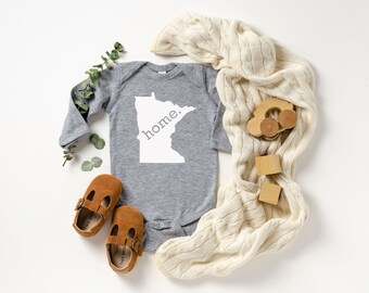 Homeland Tees Minnesota Home State Onesie® Long Sleeve Baby Bodysuit, New Baby Gift Baby Shower Gift, Baby Boy Baby Girl, Coming Home Outfit