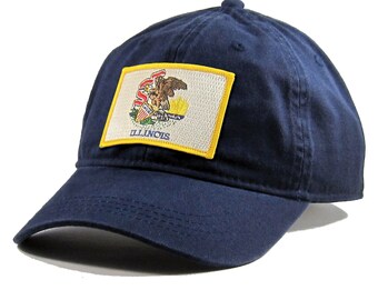 Homeland Tees Illinois Flag Hat State Flag Embroidered Patch Dad Hat Men's Baseball Cap