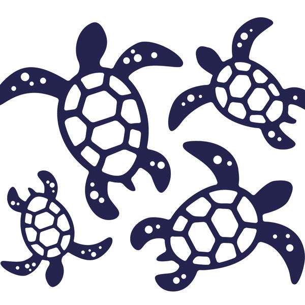 Swimming sea turtles - SVG